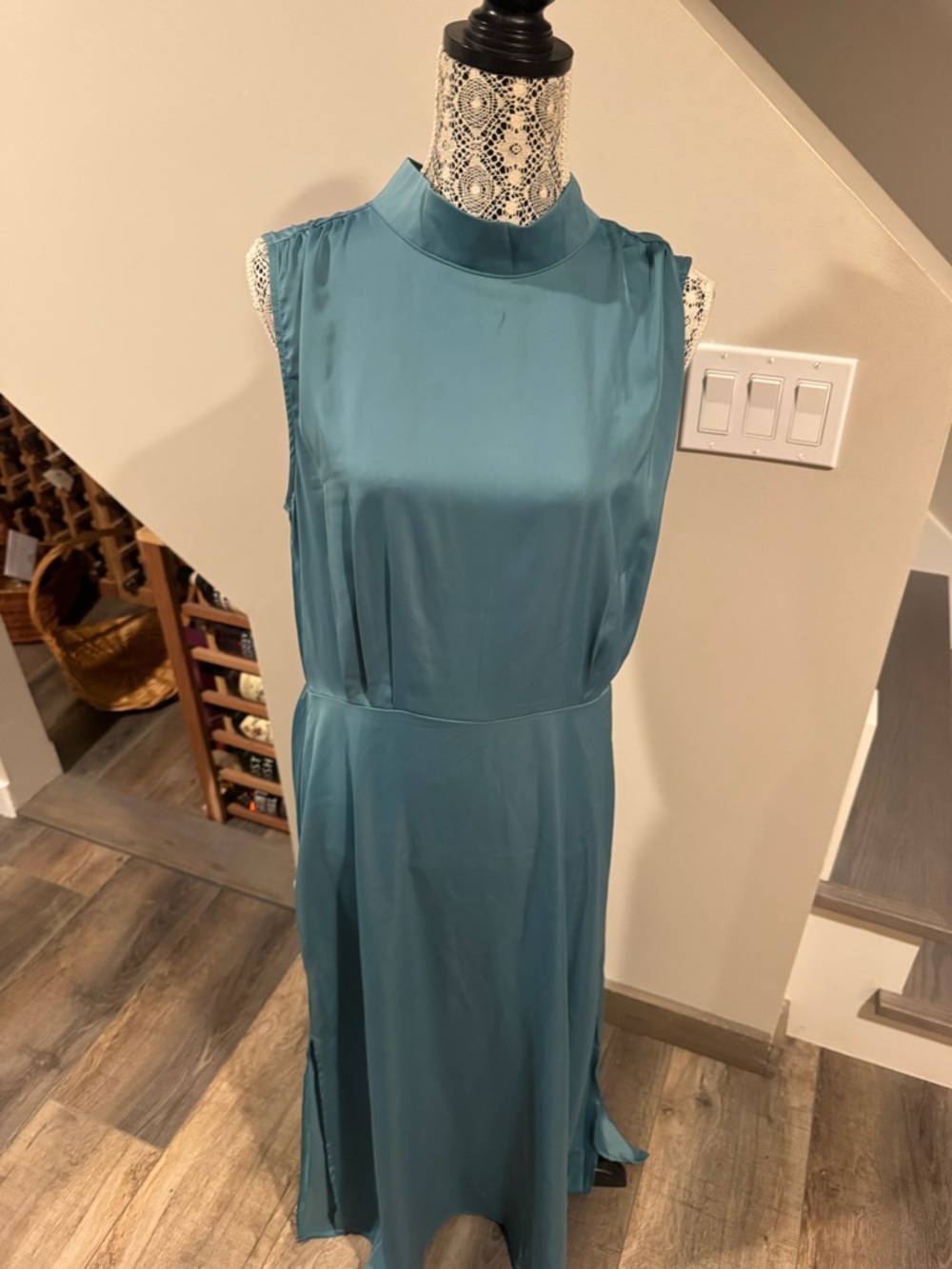 Sleeveless High-Neck Maxi Dress in Teal
